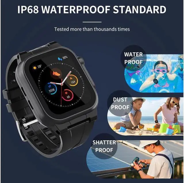 Alt view image 3 of 7 - BONAEVER Compatible with Apple Watch Series 8 / Series 7 41mm Waterproof Case Protective Cover with Screen Protector B For iWatch S8 S7 41mm