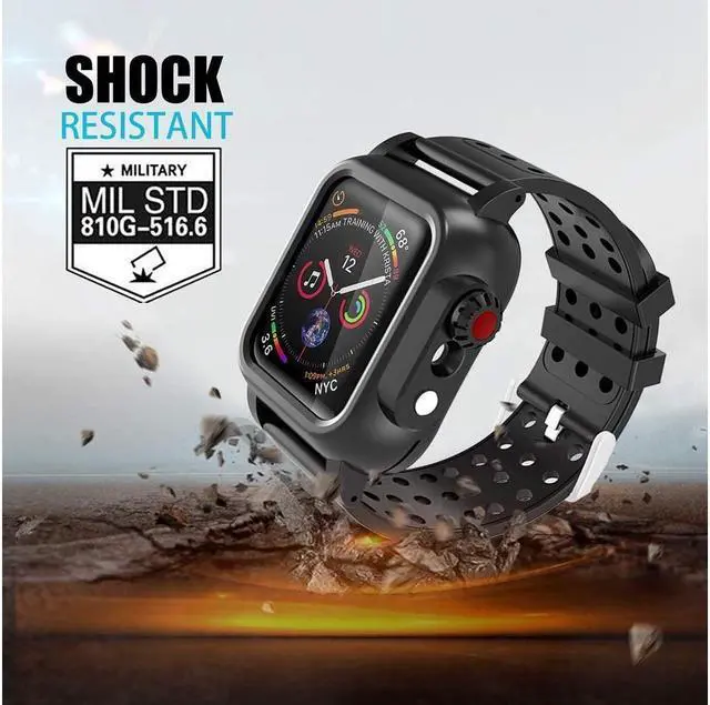 Alt view image 2 of 7 - BONAEVER Waterproof Case for 38mm Apple Watch Series 3 Series 2 with Built-in Screen Protector Shell Waterproof Shockproof Cover with Watch B