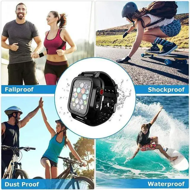 Alt view image 5 of 7 - BONAEVER Waterproof Case for Apple Watch Series 6/5/4 SE 44mm IP68 Certified Waterproof Shockproof Protective Case with Built-in Screen Protector