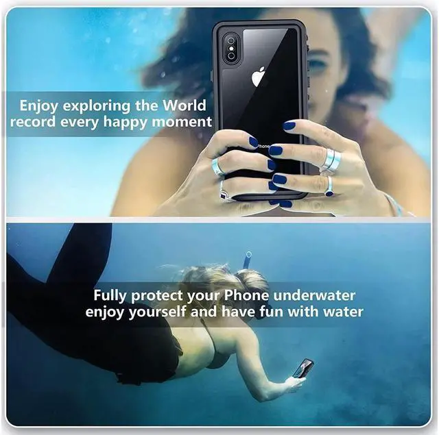 Alt view image 2 of 7 - BONAEVER For iPhone Xs Max Waterproof Case Built-in Screen Protector Full-Body Clear Back Cover Shockproof Case for iPhone Xs Max 6.5 inch