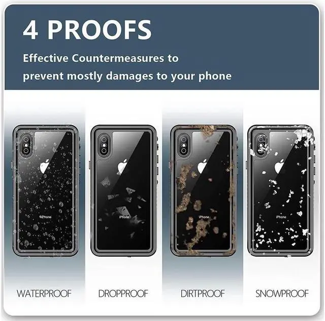 Alt view image 3 of 7 - BONAEVER For iPhone Xs Max Waterproof Case Built-in Screen Protector Full-Body Clear Back Cover Shockproof Case for iPhone Xs Max 6.5 inch