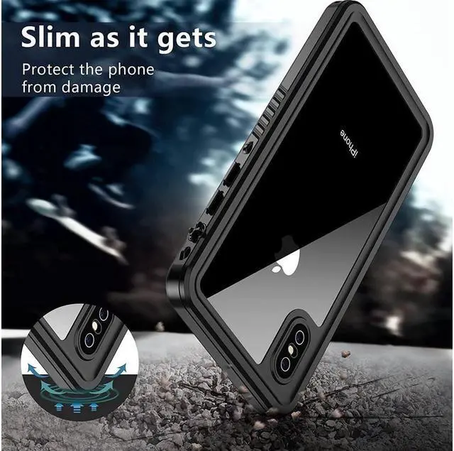 Alt view image 4 of 7 - BONAEVER For iPhone Xs Max Waterproof Case Built-in Screen Protector Full-Body Clear Back Cover Shockproof Case for iPhone Xs Max 6.5 inch