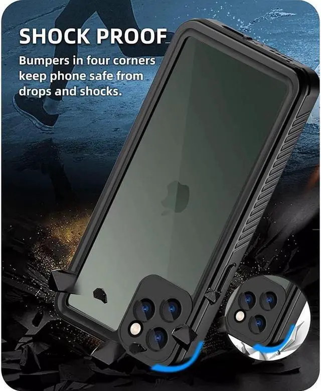 Alt view image 5 of 7 - BONAEVER For iPhone 11 Pro Waterproof Case Protection Underwater Dirtproof Shockproof Clear Cover with Built-in Screen Protector for iPhone 11 Pro 5.8 inch