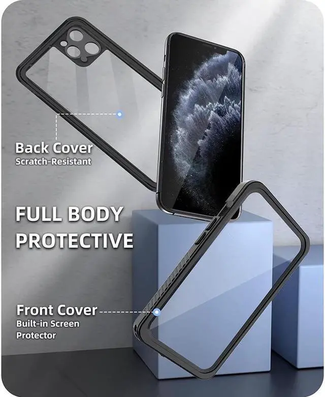 Alt view image 3 of 7 - BONAEVER For iPhone 11 Pro Max Waterproof Case Protection Underwater Shockproof Clear Cover with Built-in Screen Protector for iPhone 11 Pro Max 6.5 inch