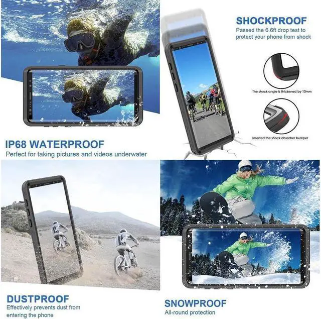 Alt view image 3 of 7 - BONAEVER For Samsung Galaxy Note Note 9 6.4 Inch Waterproof Case Du Standproof Shockproof Case with Built-in Screen Protector Protective Cover