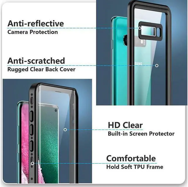 Alt view image 5 of 7 - BONAEVER For Samsung Galaxy S10 5G Case S10 Waterproof Case with Screen Protector Protective Shockproof Cover IP68 Waterproof Clear Case for Galaxy S10 5G 6.7 inch