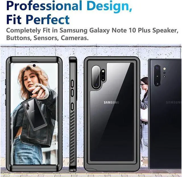 Alt view image 5 of 6 - BONAEVER For Galaxy Note 10 Plus Case with Built-in Screen Protector [ Waterproof] Shockproof Clear Phone Cover for Galaxy Note 10 Plus 5G 6.8 inch
