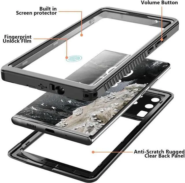 Alt view image 3 of 6 - BONAEVER For Samsung Galaxy S20 Ultra Case Waterproof Built in Screen Protector Protective Shockproof Cover IP68 Underwater Case for Galaxy S20 Ultra 6.9 inch