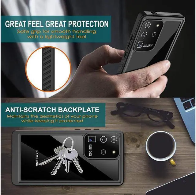 Alt view image 4 of 6 - BONAEVER For Samsung Galaxy S20 Ultra Case Waterproof Built in Screen Protector Protective Shockproof Cover IP68 Underwater Case for Galaxy S20 Ultra 6.9 inch