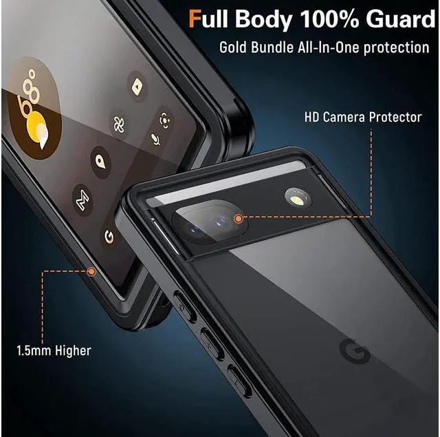 Alt view image 6 of 7 - BONAEVER Google Pixel 6A Waterproof Case IP68 Waterproof Shockproof Protective Case with Screen Protector Underwater Clear Back Cover for Google Pixel 6A 5G