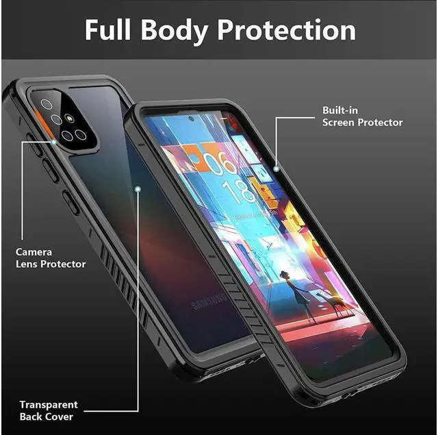 Alt view image 6 of 7 - BONAEVER For Samsung Galaxy A51 4G 6.5 incn Case Waterproof Built-in Screen Protector Protective Du Standproof Dropproof Shockproof Clear Back Cover (Not Fit 5G Version)