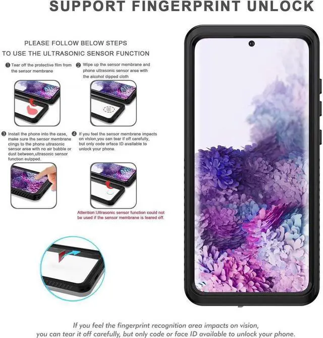 Alt view image 6 of 7 - BONAEVER For Samsung Galaxy S20+ Plus Case Waterproof Shockproof Bumper Case with Built-in Screen Protector Du Standproof Phone Cover for Galaxy S20 Plus 5G 6.7 inch