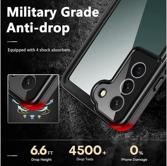 Alt view image 3 of 7 - BONAEVER For Samsung Galaxy S22 Case Waterproof Shockproof Bumper Case with Built-in Screen Protector Du Standproof Phone Cover for Galaxy S22 5G 6.1 inch 2022