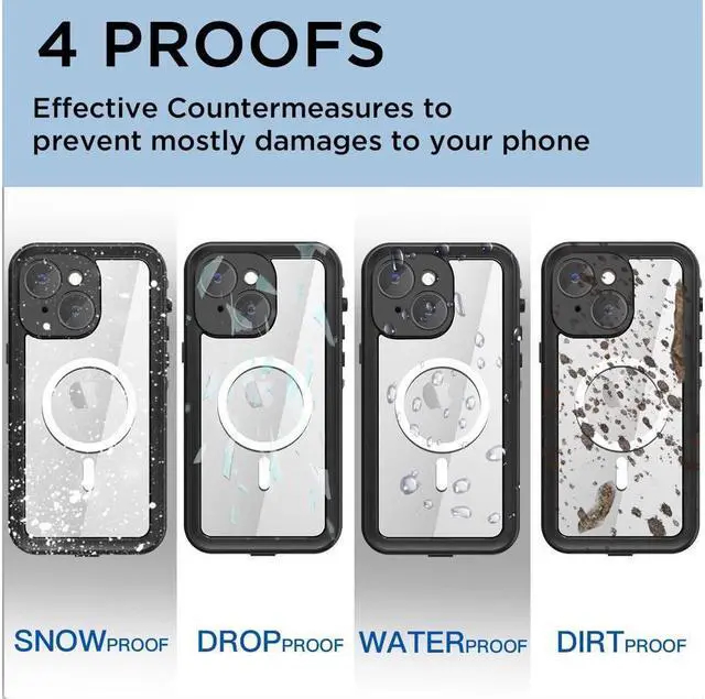 Alt view image 6 of 7 - BONAEVER Waterproof Case for iPhone 14 Plus 6.7 inch with MagSafe Support IP68 Shockproof Protection Underwater Cover for iPhone 14 Plus 6.7" 2022