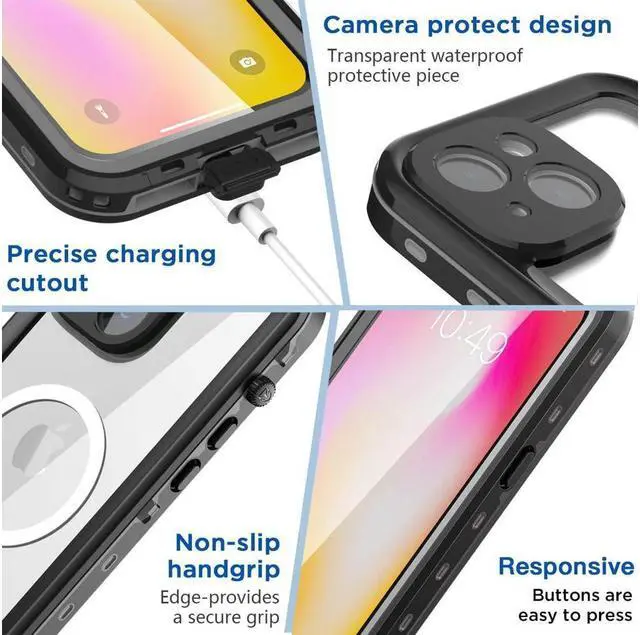 Alt view image 7 of 7 - BONAEVER Waterproof Case for iPhone 14 Plus 6.7 inch with MagSafe Support IP68 Shockproof Protection Underwater Cover for iPhone 14 Plus 6.7" 2022