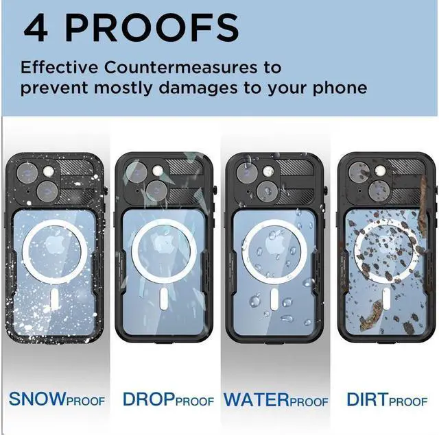 Alt view image 2 of 7 - BONAEVER For iPhone 14 Waterproof Case Compatible with Magsafe Magnetic Protective Phone Cover with Screen Protector for iPhone 14 6.1 inch 2022
