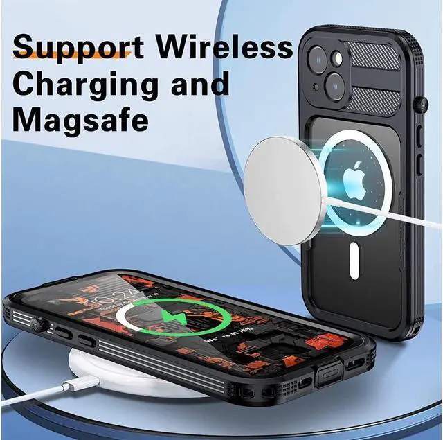 Alt view image 5 of 7 - BONAEVER For iPhone 14 Waterproof Case Compatible with Magsafe Magnetic Protective Phone Cover with Screen Protector for iPhone 14 6.1 inch 2022