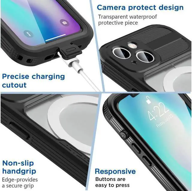 Alt view image 5 of 7 - BONAEVER Waterproof Case for iPhone 14 6.1 inch with MagSafe Support IP68 Shockproof Protection Fully Sealed Underwater Cover for iPhone 14 6.1" 2022