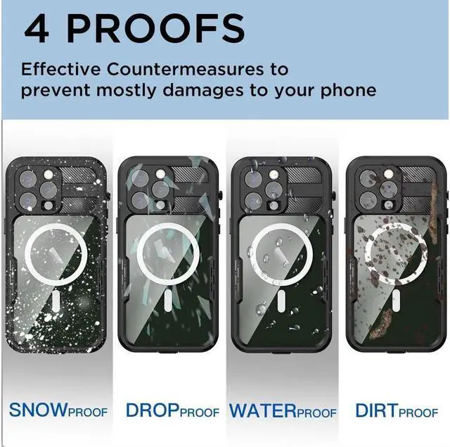 Alt view image 2 of 7 - BONAEVER For iPhone 14 Pro 6.1 inch Waterproof Case with Built-in Screen Protector Shockproof Rugged Underwater Protective Cover for iPhone 14 Pro 6.1"