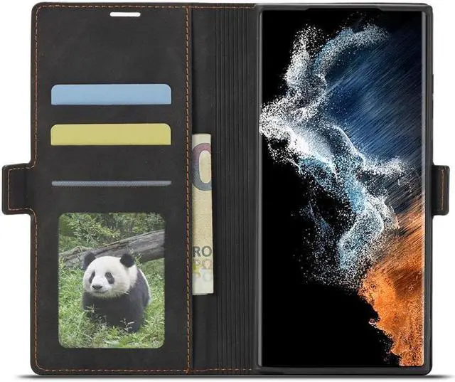 Alt view image 4 of 7 - BONAEVER For Samsung Galaxy S23 Ultra 5G Case PU Leather Cover with Card Holder Stand Magnetic Shockproof Flip Wallet Case for Galaxy S23 Ultra 5G 6.8 inch 2023