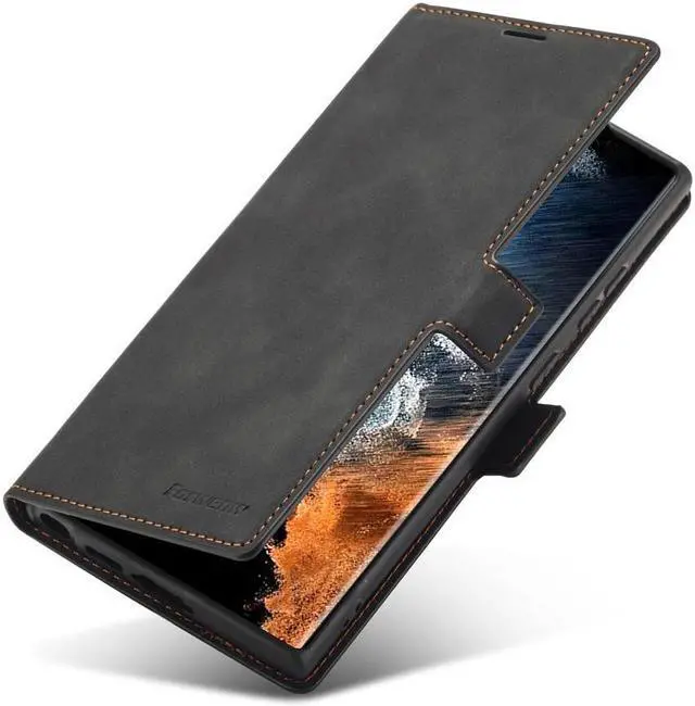 Alt view image 5 of 7 - BONAEVER For Samsung Galaxy S23 Ultra 5G Case PU Leather Cover with Card Holder Stand Magnetic Shockproof Flip Wallet Case for Galaxy S23 Ultra 5G 6.8 inch 2023