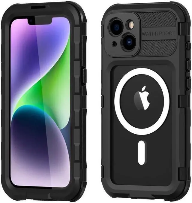 Main image of BONAEVER For iPhone 14 6.1 inch Waterproof Case MagSafe Compatible Built-in Screen Protector IP68 Underwater Du Standproof 360 Shockproof Protective Cover