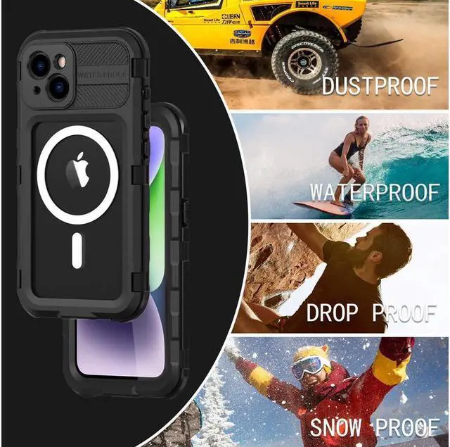 Alt view image 4 of 7 - BONAEVER For iPhone 14 6.1 inch Waterproof Case MagSafe Compatible Built-in Screen Protector IP68 Underwater Du Standproof 360 Shockproof Protective Cover