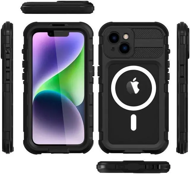 Alt view image 3 of 7 - BONAEVER For iPhone 14 6.1 inch Waterproof Case MagSafe Compatible Built-in Screen Protector IP68 Underwater Du Standproof 360 Shockproof Protective Cover