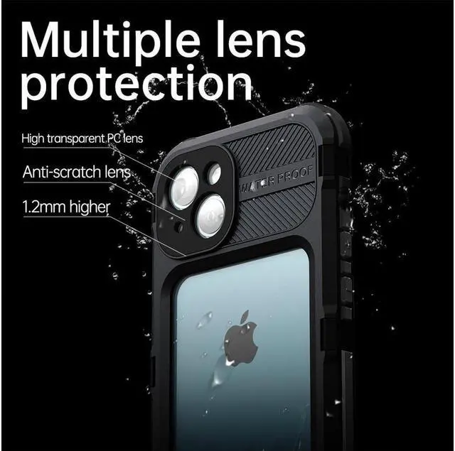 Alt view image 6 of 7 - BONAEVER For iPhone 13 Waterproof Metal Case with Built-in Screen Protector [15FT Military Grade Shockproof][IP68 Water Proof] Aluminum Protective Drop Protection Cover for iPhone 13 6.1 inch