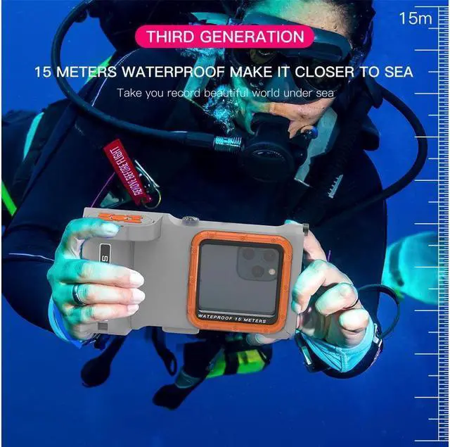 Alt view image 2 of 7 - BONAEVER Underwater Snorkeling Diving Waterproof Phone Case for iPhone Samsung Galaxy LG Huawei Series Smartphone Below 6.7 inch Universal Bluetooth Connection Control Cameras Zoom Video with APP Gray