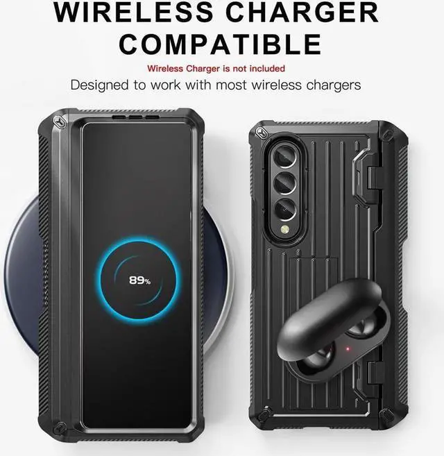 Alt view image 5 of 7 - BONAEVER Case for Samsung Galaxy Z Fold 4 2022 5G Military-Grade Full-Body Shockproof Rugged Bumper Case Cover with Built-in Screen Protector & Stand and & S Pen Slot