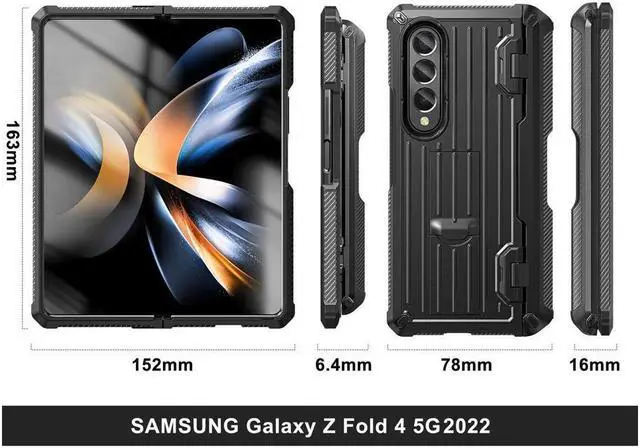Alt view image 6 of 7 - BONAEVER Case for Samsung Galaxy Z Fold 4 2022 5G Military-Grade Full-Body Shockproof Rugged Bumper Case Cover with Built-in Screen Protector & Stand and & S Pen Slot