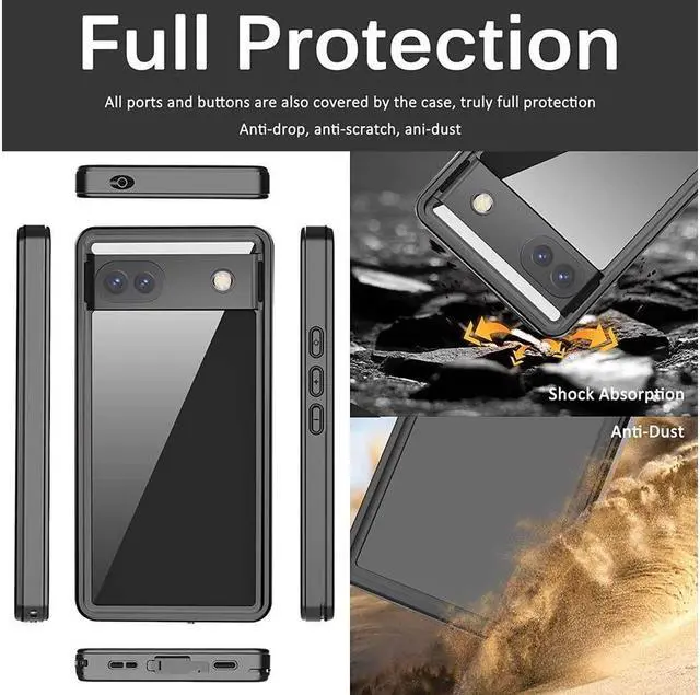 Alt view image 4 of 7 - BONAEVER Compatible for Google Pixel 7A Case Waterproof Built-in HD Clear Screen Protector 360 Degree Shockproof Dustdproof Bumper Full Protective Waterproof Case for Google Pixel 7A 2023