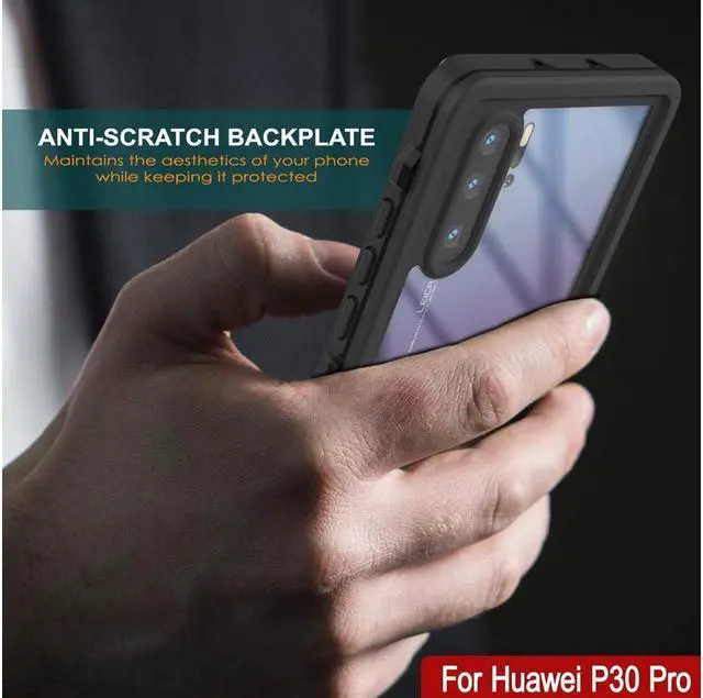 Alt view image 4 of 7 - BONAEVER Huawei P30 Pro Waterproof Case [ Standud Standar Series] [Slim Fit] [IP68 Certified] [Shockproof] [Dirtproof] [Snowproof] Armor Cover Compatible with Huawei P30 Pro Black
