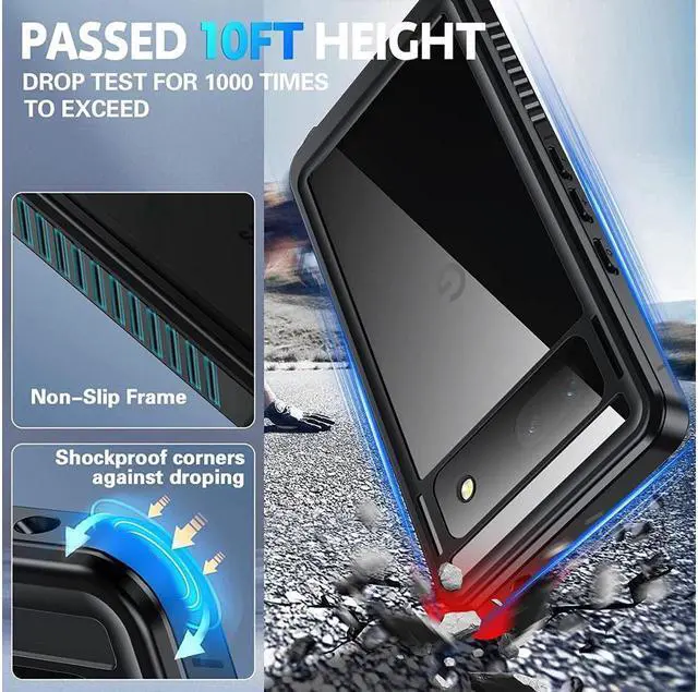 Alt view image 4 of 7 - BONAEVER for Google Pixel 7A 5G Case IP68 Waterproof with Built-in Screen Protector Sealed Shockproof Dustdproof Snowproof Clear Case for Pixel 7A 6.1 inch - Black