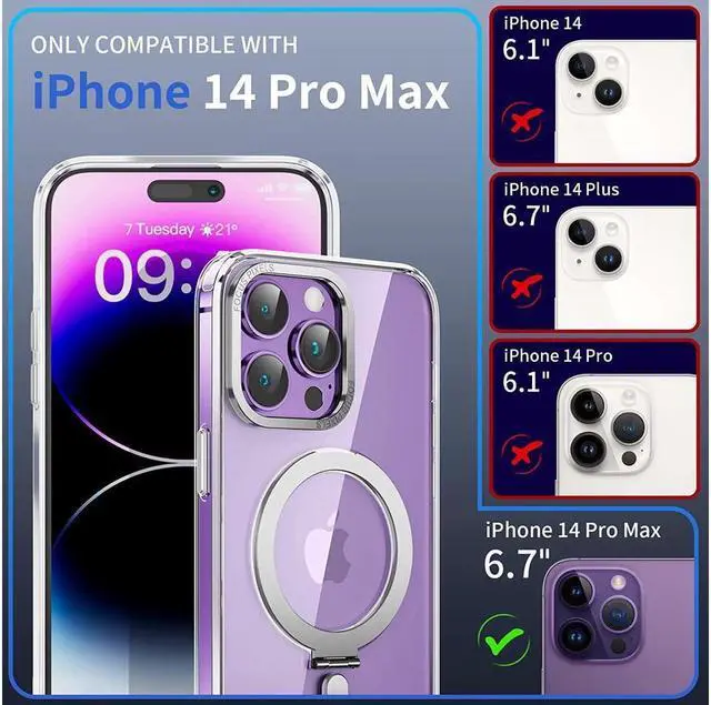 Alt view image 2 of 7 - BONAEVER Magnetic Protective Case for iPhone 14 Pro Max with Invisible Stand [Compatible with Mag Safe][Translucent Matte Case][Tempered Glass Screen Protector + Camera Lens Protector] 6.7 Inch