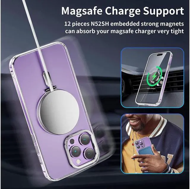 Alt view image 3 of 7 - BONAEVER For iPhone 12 / 12 Pro 6.1 inch Case with Magnetic Invisible Stand [Compatible with Magsafe] [Tempered Glass Screen Protector + Camera Lens Protector] Shockproof Slim Translucent Matte Cover