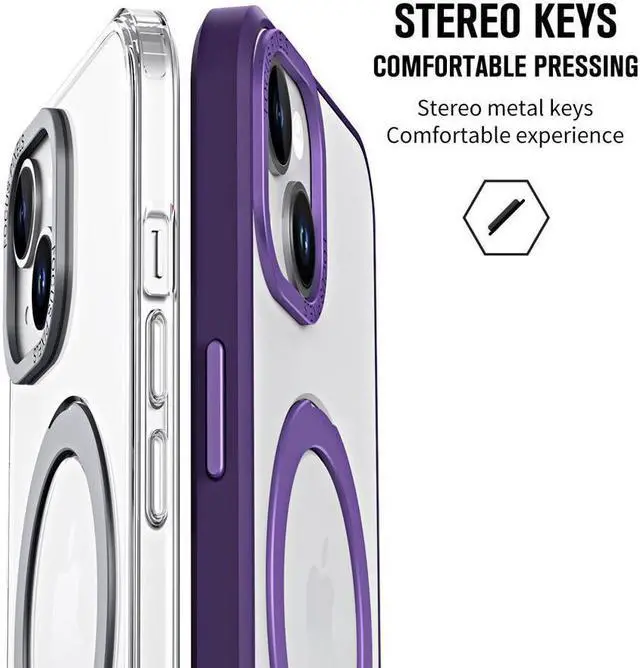 Alt view image 7 of 7 - For iPhone 14 / iPhone 13 6.1 inch Case with Magnetic Invisible Stand [Compatible with Magsafe] Shockproof Slim Translucent Matte Cover [Tempered Glass Screen Protector + Camera Lens Protector]