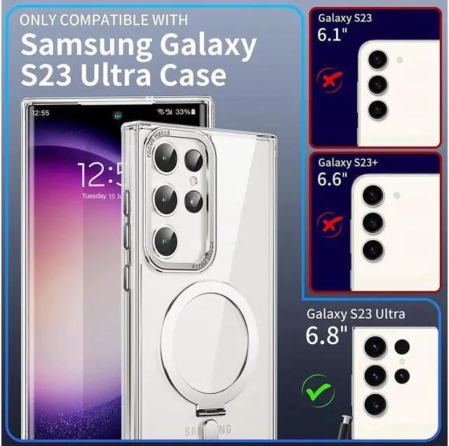 Alt view image 2 of 7 - BONAEVER For Samsung Galaxy S23 Ultra Case with Magnetic Invisible Stand [Compatible with Mag Safe] Shockproof Slim Translucent Matte Cases for Samsung Galaxy S23 Ultra 6.8 inch