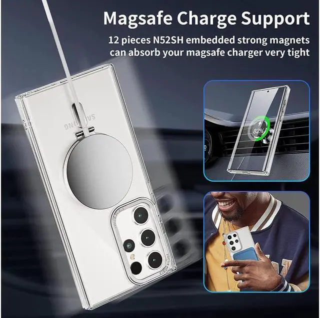 Alt view image 4 of 7 - BONAEVER For Samsung Galaxy S23 Ultra Case with Magnetic Invisible Stand [Compatible with Mag Safe] Shockproof Slim Translucent Matte Cases for Samsung Galaxy S23 Ultra 6.8 inch