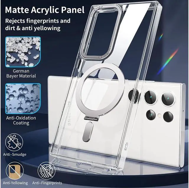 Alt view image 5 of 7 - BONAEVER For Samsung Galaxy S23 Ultra Case with Magnetic Invisible Stand [Compatible with Mag Safe] Shockproof Slim Translucent Matte Cases for Samsung Galaxy S23 Ultra 6.8 inch