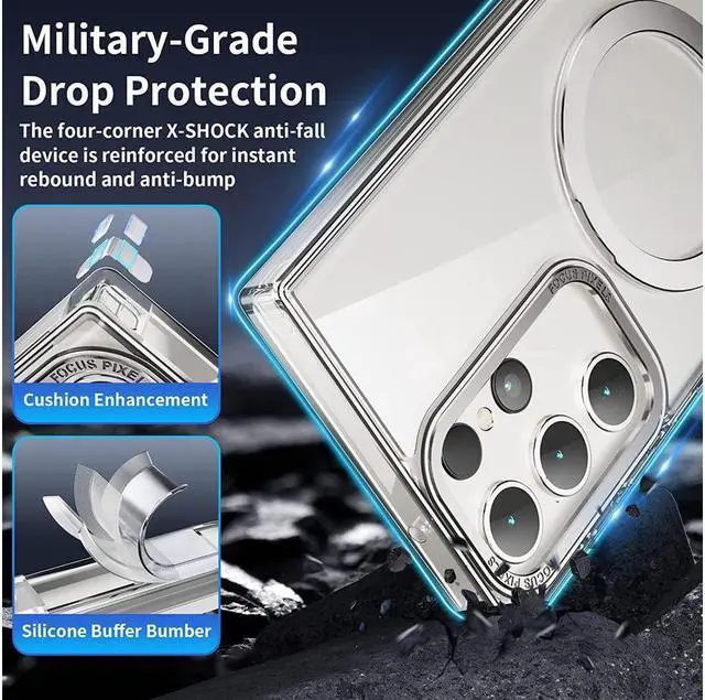 Alt view image 6 of 7 - BONAEVER For Samsung Galaxy S23 Ultra Case with Magnetic Invisible Stand [Compatible with Mag Safe] Shockproof Slim Translucent Matte Cases for Samsung Galaxy S23 Ultra 6.8 inch