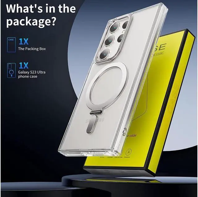 Alt view image 7 of 7 - BONAEVER For Samsung Galaxy S23 Ultra Case with Magnetic Invisible Stand [Compatible with Mag Safe] Shockproof Slim Translucent Matte Cases for Samsung Galaxy S23 Ultra 6.8 inch