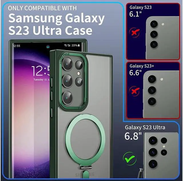 Alt view image 2 of 7 - BONAEVER For Samsung Galaxy S23 Ultra Case with Magnetic Invisible Stand [Compatible with Mag Safe] Shockproof Slim Translucent Matte Cases for Samsung Galaxy S23 Ultra 6.8 inch