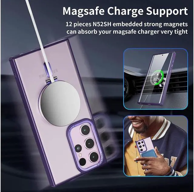 Alt view image 4 of 7 - BONAEVER For Samsung Galaxy S23 Ultra Case with Magnetic Invisible Stand [Compatible with Mag Safe] Shockproof Slim Translucent Matte Cases for Samsung Galaxy S23 Ultra 6.8 inch