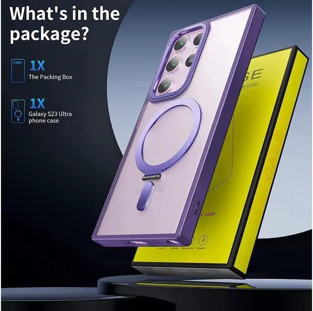 Alt view image 7 of 7 - BONAEVER For Samsung Galaxy S23 Ultra Case with Magnetic Invisible Stand [Compatible with Mag Safe] Shockproof Slim Translucent Matte Cases for Samsung Galaxy S23 Ultra 6.8 inch