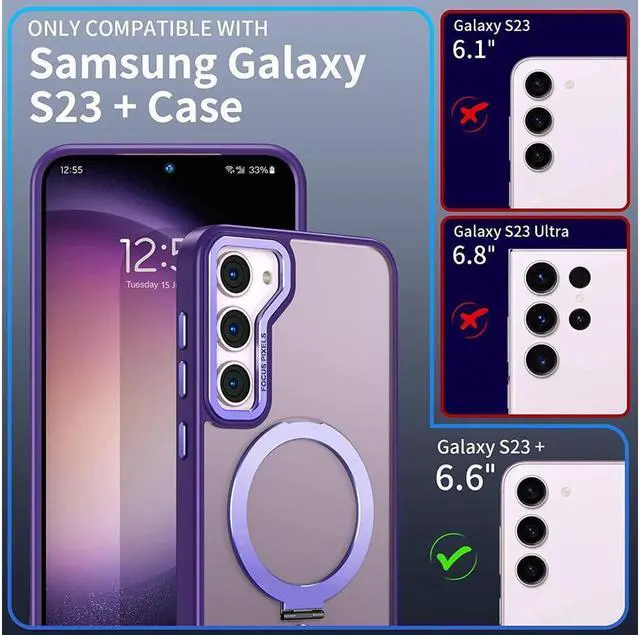 Alt view image 2 of 7 - BONAEVER For Samsung Galaxy S23 Plus Case with Magnetic Invisible Stand [Compatible with Mag Safe] Shockproof Slim Translucent Matte Cases for Samsung Galaxy S23 Plus 6.6 inch