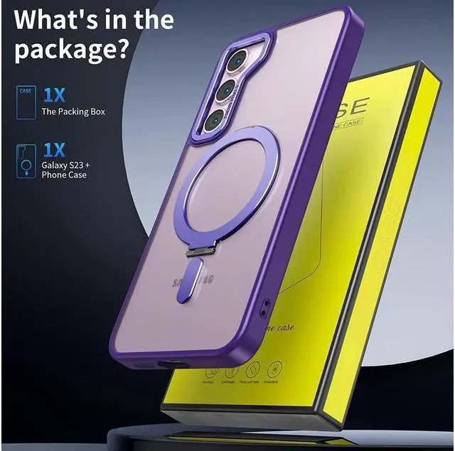 Alt view image 7 of 7 - BONAEVER For Samsung Galaxy S23 Plus Case with Magnetic Invisible Stand [Compatible with Mag Safe] Shockproof Slim Translucent Matte Cases for Samsung Galaxy S23 Plus 6.6 inch