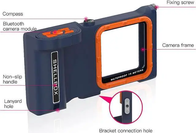 Alt view image 3 of 7 - BONAEVER Underwater Snorkeling Diving Waterproof Phone Case for iPhone Samsung Galaxy LG Huawei Series Smartphone Below 6.7 inch Universal Bluetooth Connection Control Cameras Zoom Video with APP