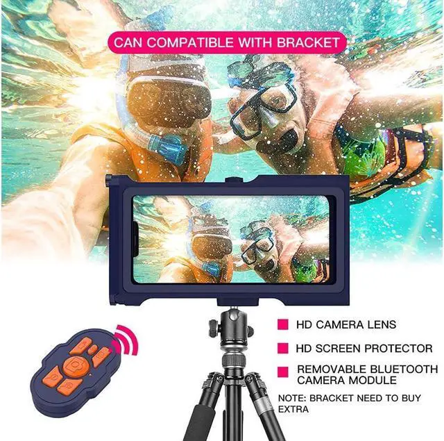 Alt view image 6 of 7 - BONAEVER Underwater Snorkeling Diving Waterproof Phone Case for iPhone Samsung Galaxy LG Huawei Series Smartphone Below 6.7 inch Universal Bluetooth Connection Control Cameras Zoom Video with APP